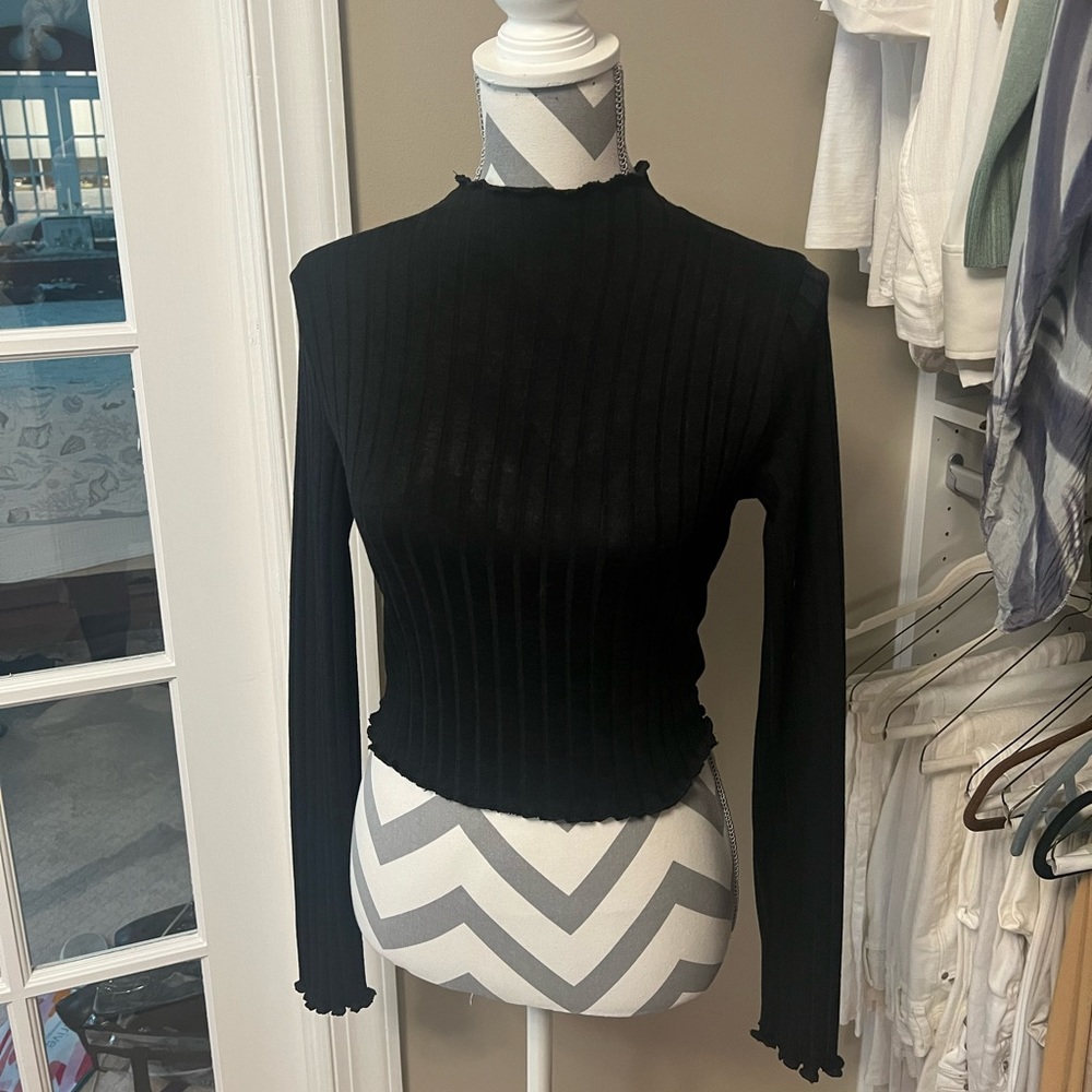 Tiger Mist Long Sleeve Black Mock Neck Shirt